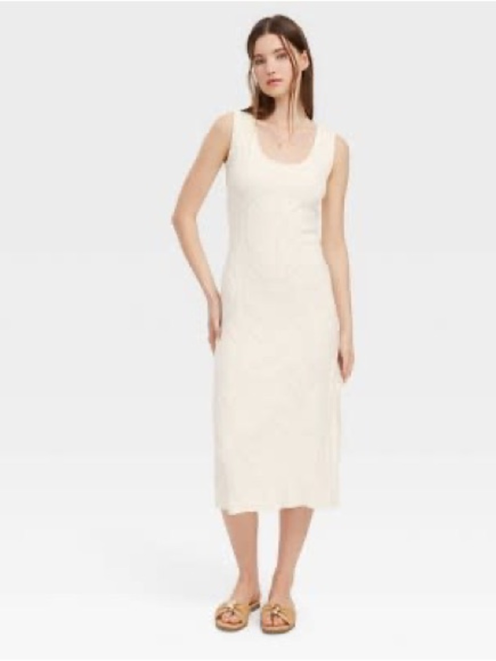 ROLLER RABBIT Cream Midi Tank Dress